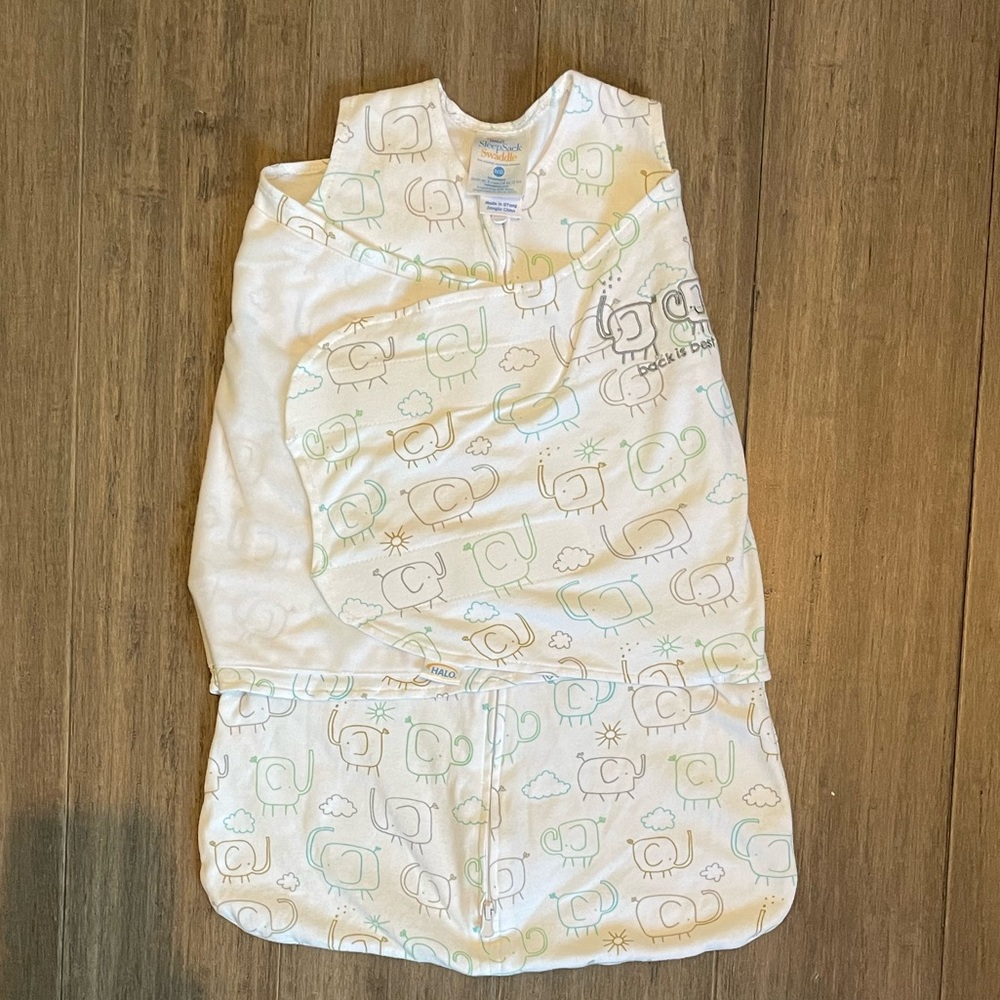 Halo sleep sack swaddle. Elephant print